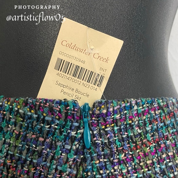 NEW! Coldwater Creek Sapphire Boucle Pencil Skirt - Picture 3 of 4